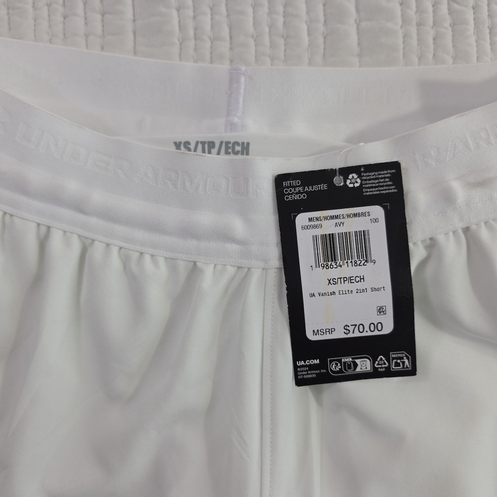 Under Armour Vanish Elite 2in1 Shorts Mens XS White Tech Pocket Gym NWT 6009869 - Picture 4 of 13